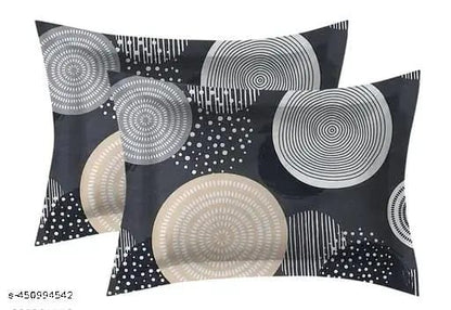 Super Soft Glace Cotton All Round Elastic Fitted Double Bed Bedsheet with 2 Pillow Covers-72x78x8